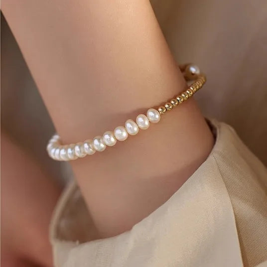 Elegant 100% Natural Freshwater Pearl 14K Gold Filled Ladies Bangle Promotion Jewelry