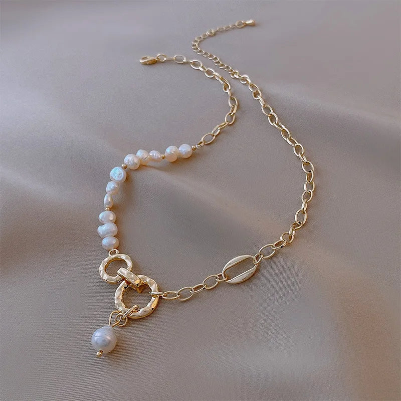 100% Natural Baroque Freshwater Pearl Fashion 14K Gold