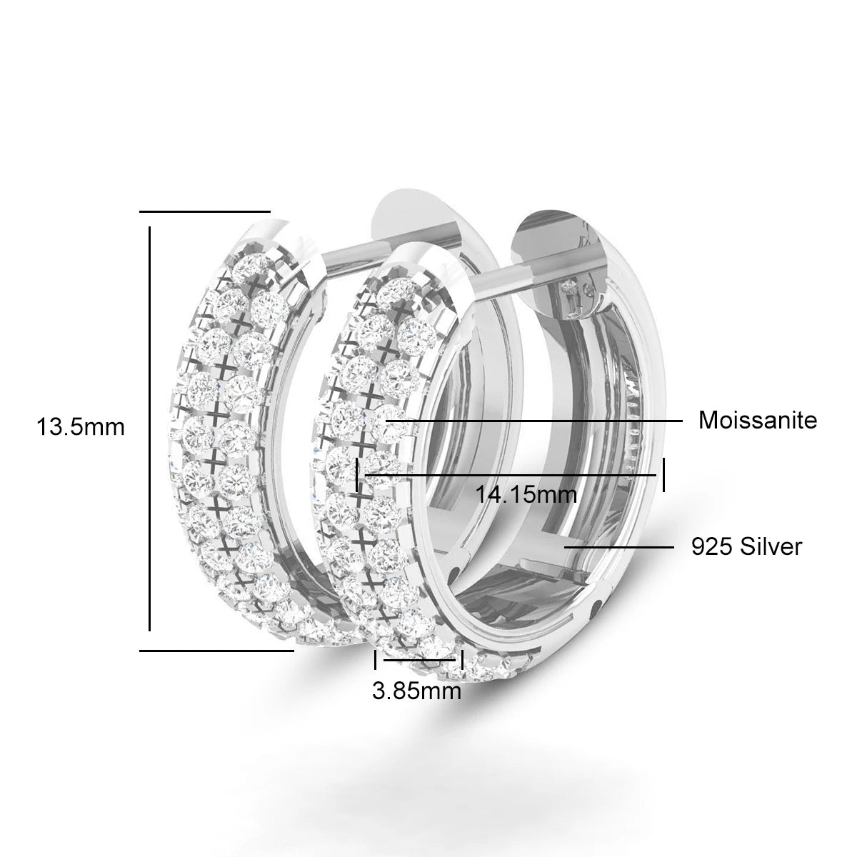 Luxury Round Brilliant Moissanite Diamond Hoop Earrings For Women 925 Sterling Silver Trending Jewelry Wedding Gift For Girls NW