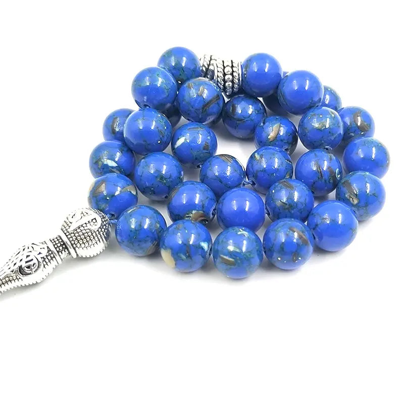 Tasbih Blue Stone Inside Natural shell  islamic Misbaha Rosary