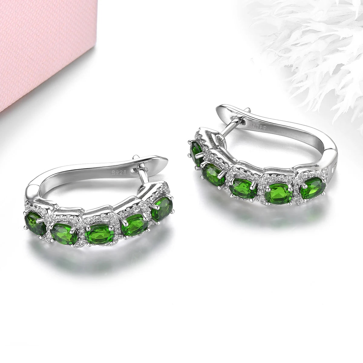 Natural Chrome Diopside Solid Sterling Silver Classic Fine Jewelry Style Top Quality