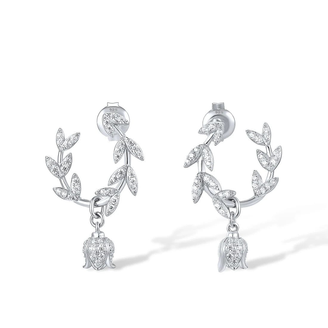 925 Sterling Silver Stud Earrings  Flower Dangling  Jewelry