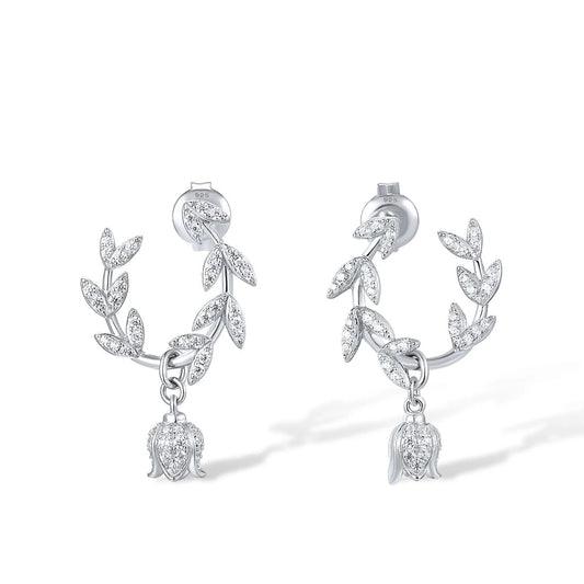 925 Sterling Silver Stud Earrings  Flower Dangling  Jewelry