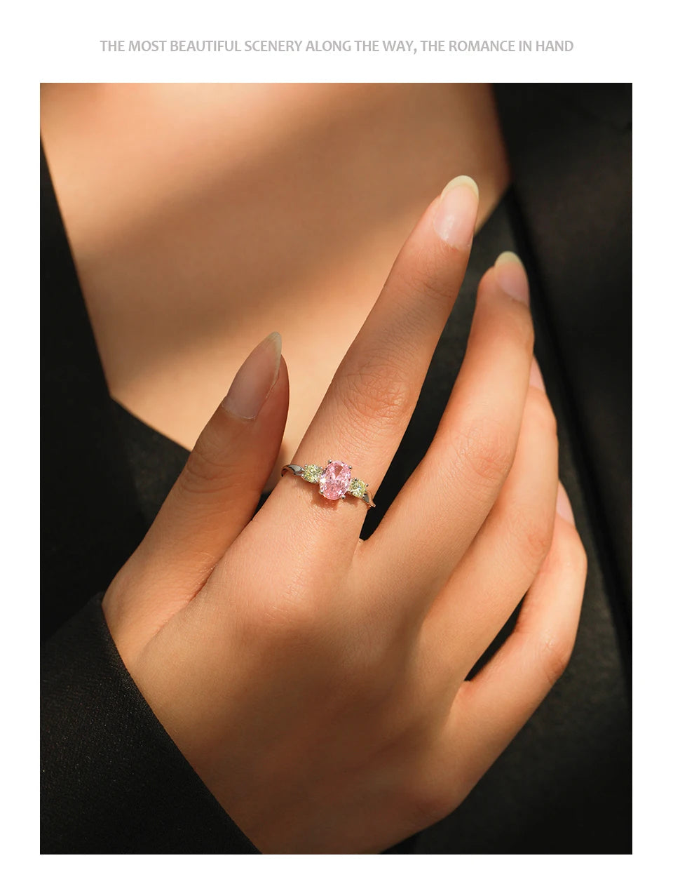 925 Sterling Silver Romantic Green&Pink Cubic Zirconia