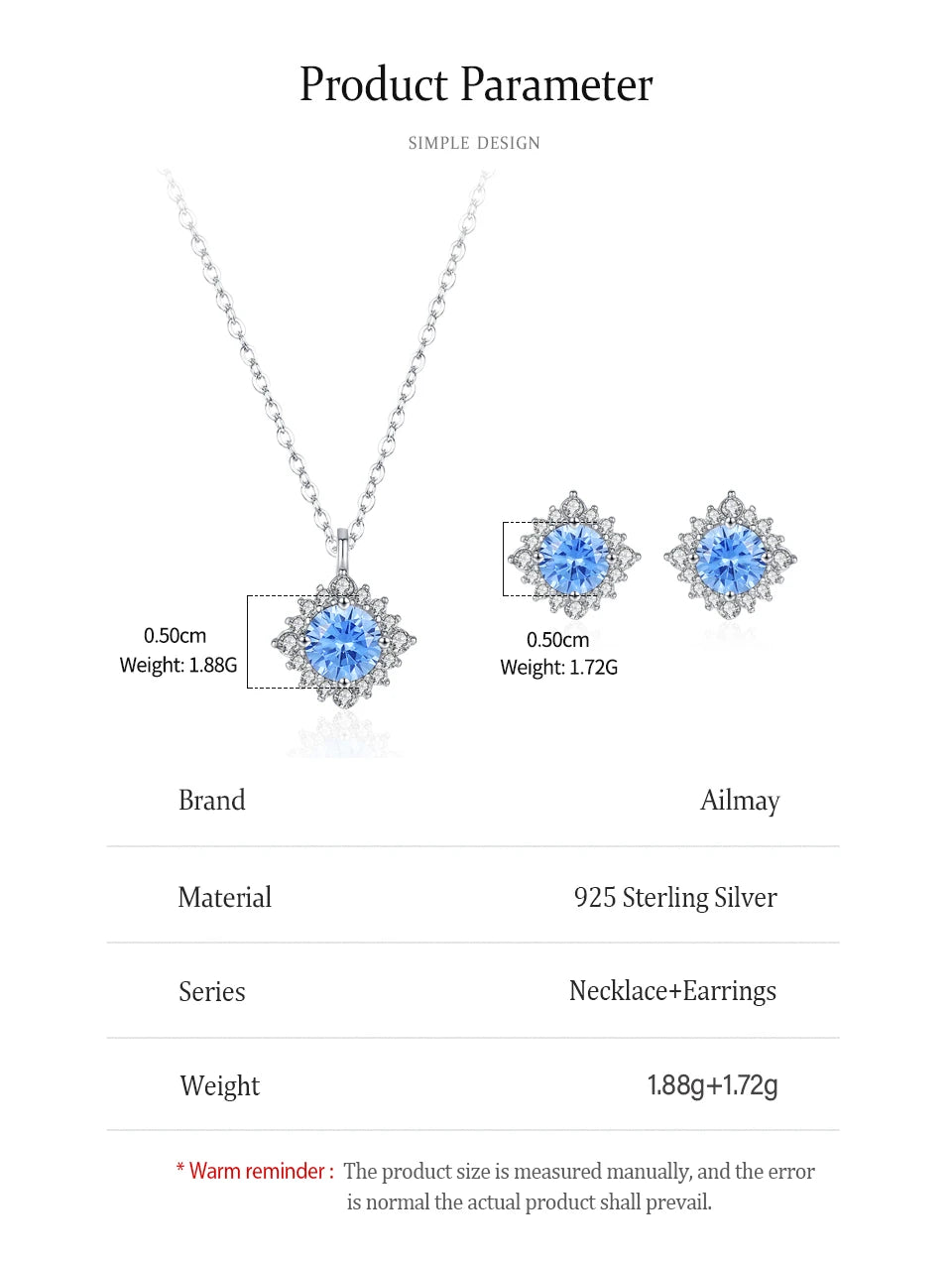 Sea Blue  925 Sterling Silver Fashion Jewelry Set