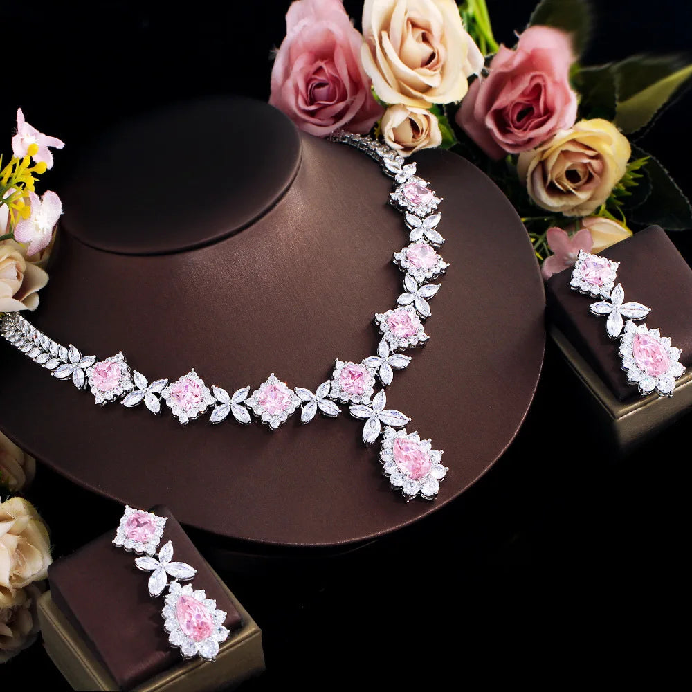 Luxury  Pink Zircon  Jewellery  Sets