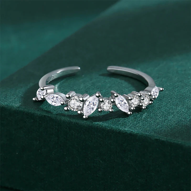 2022 NEW Trendy Irregular Rings For Women Adjustable Open Real S925 Silver Diamond Charms Bridal Wedding Engagement Gift Jewelry