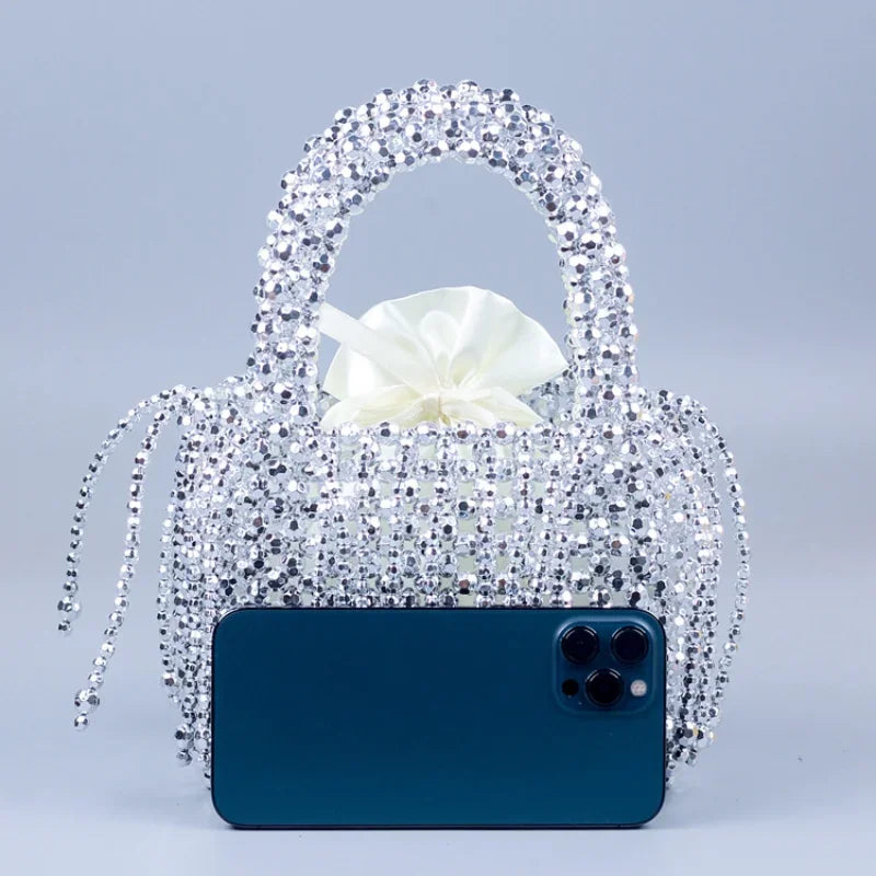 Handbag  Silver Crystal Opal Noir