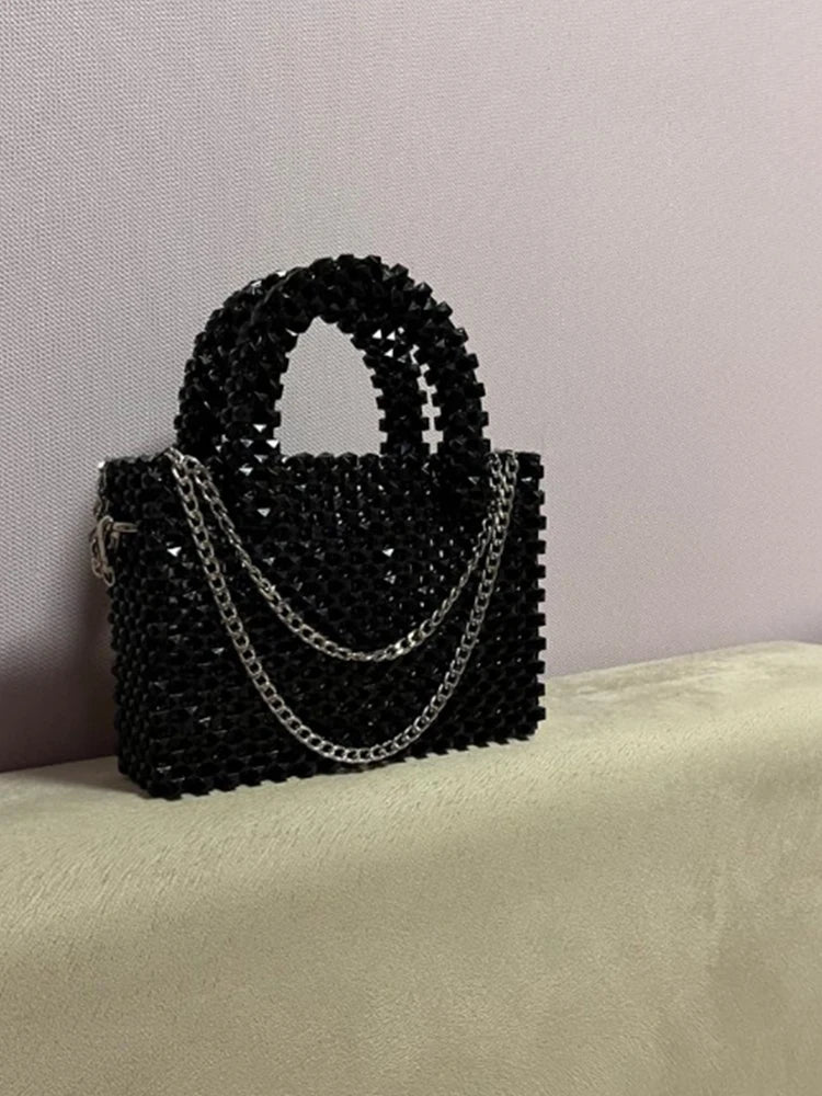 Handbag New Customized Colors Handmade Square Bead Chain Decorative Ladies Bag