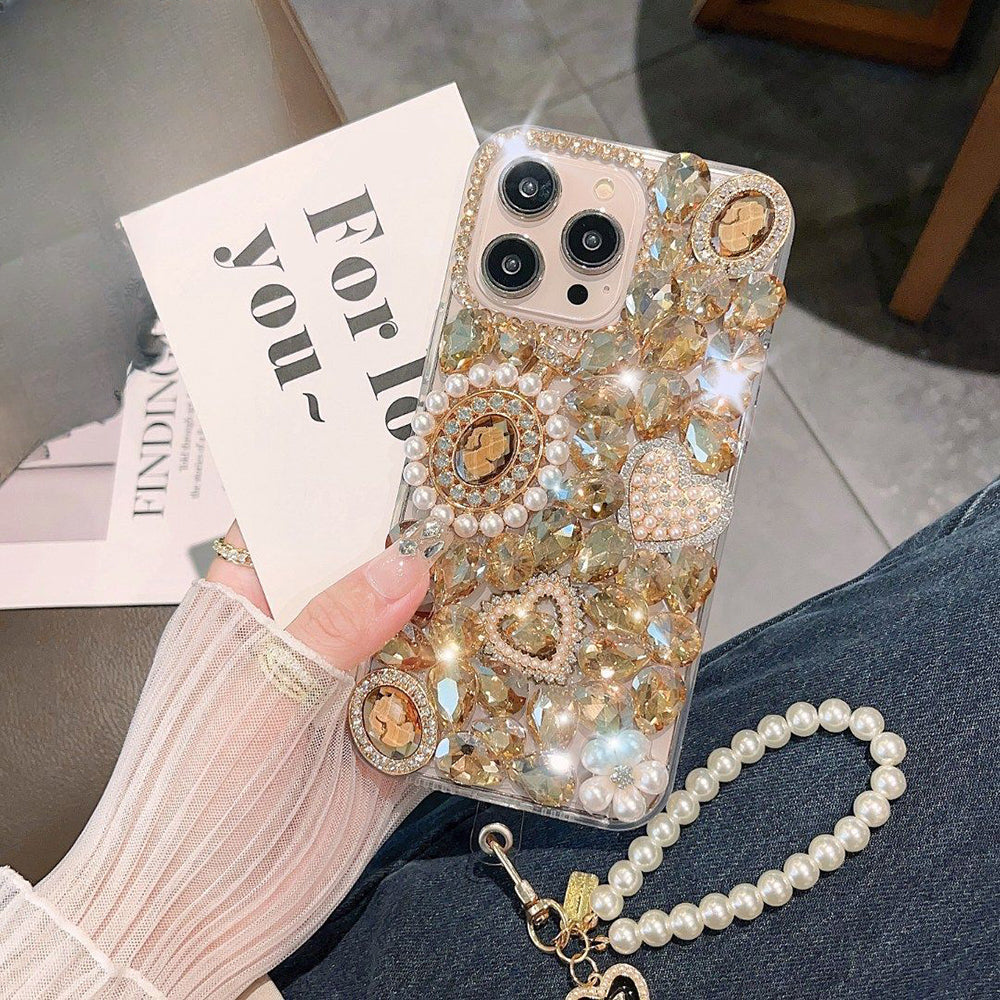 Jewelled Rhinestone Crystal Goddess Portrait Case for Huawei P50 P60 Pro Mate 50 60 For Honor 80 90 100 Pro Pearl Diamond Cover