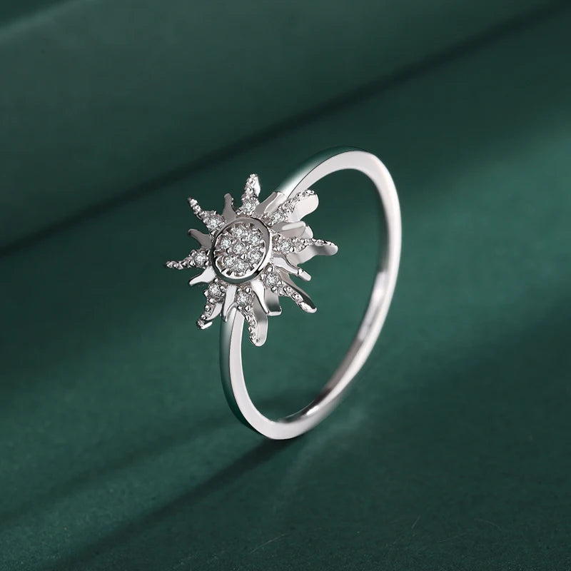 Sun Flower Sterling Silver Diamonds Jewelry