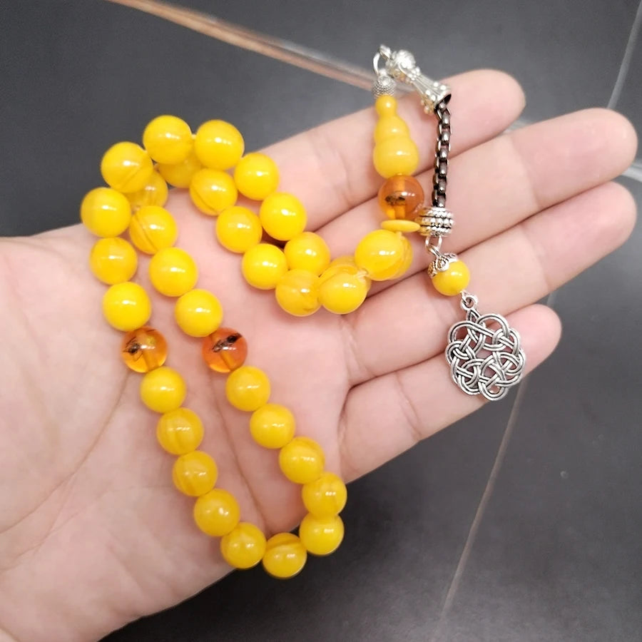 Yellow resin Tasbih Muslim bracelet  insect beads Turkish fashion gift For Ramadan