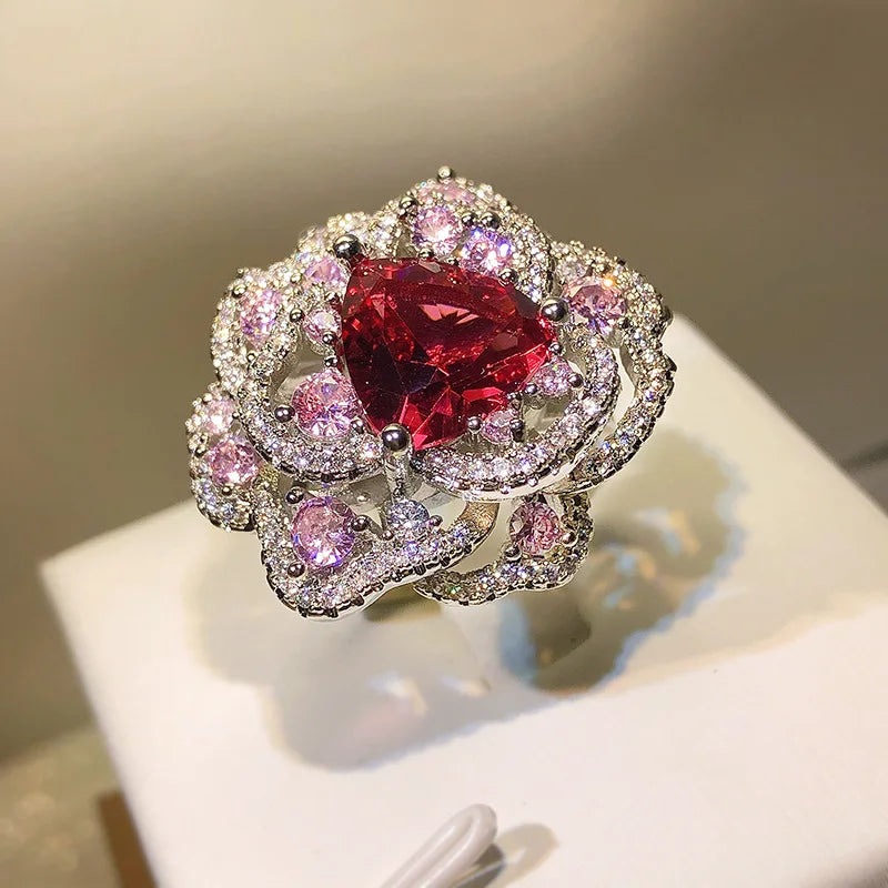 Ruby Ice Flower Cut Open Diamond Jewelry