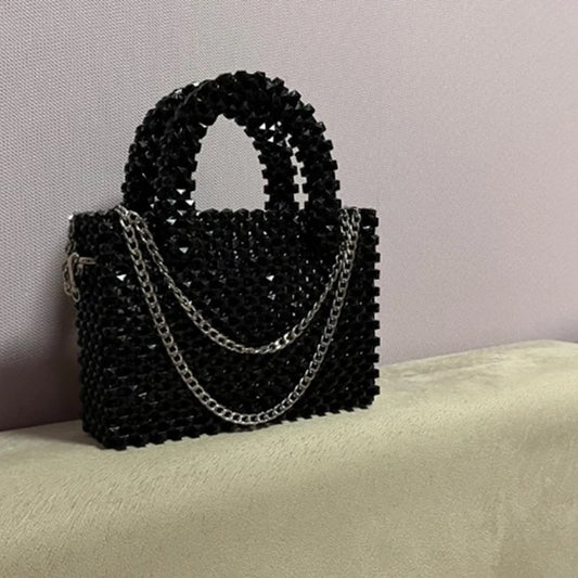 Handbag New Customized Colors Handmade Square Bead Chain Decorative Ladies Bag