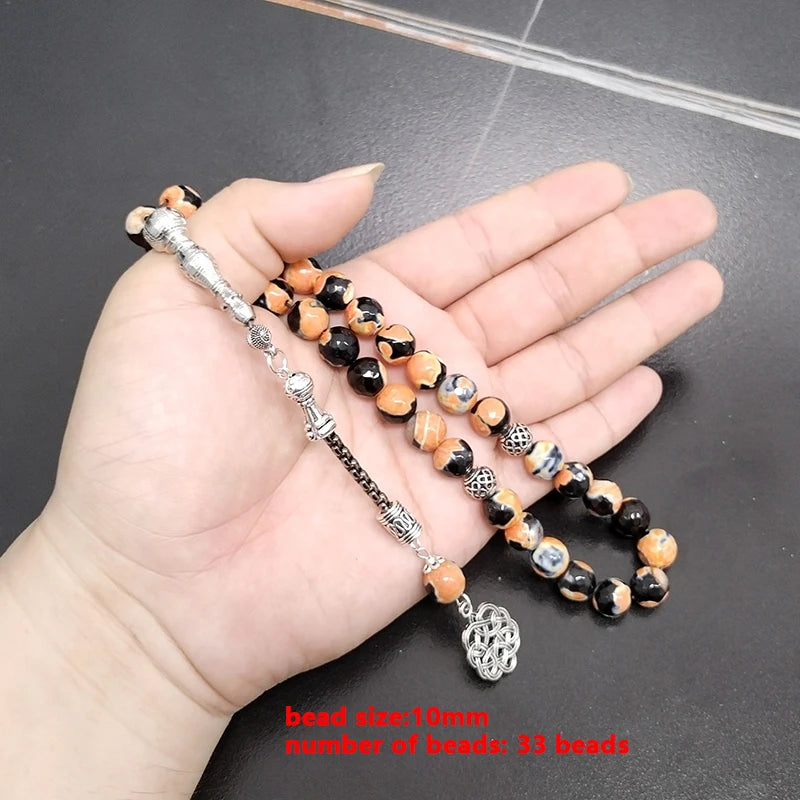 Tasbih  black agates stone muslim prayer beads bracelet Turkish misbaha gemstone accessories Eid gift Adha islamic rosary