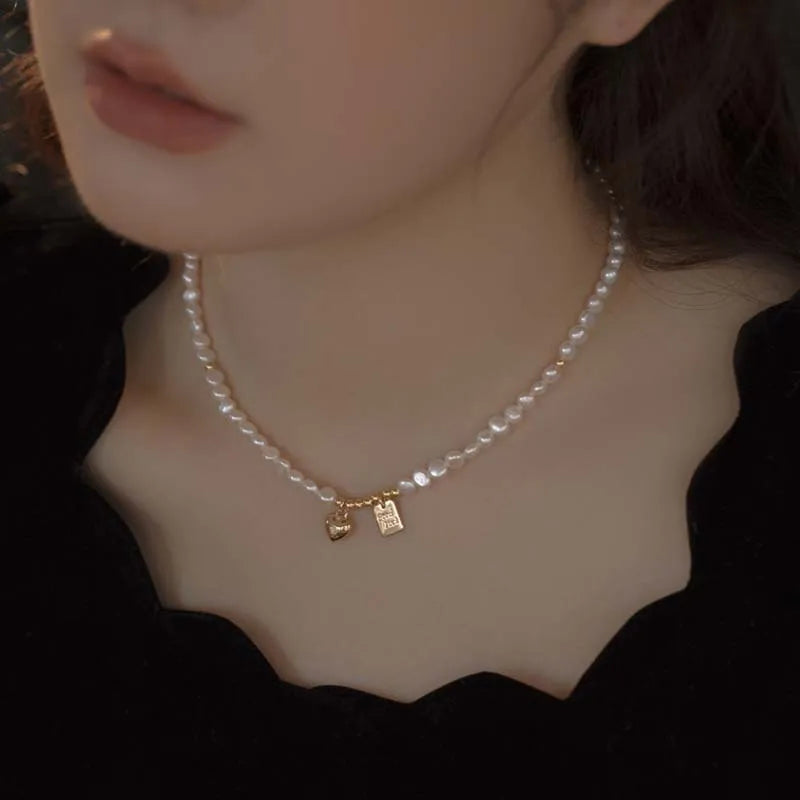 New Arrival 100% Natural Freshwater Pearl Romantic Love Heart 14K Gold Filled Female Jewelry Set For Women Necklace Bracelet