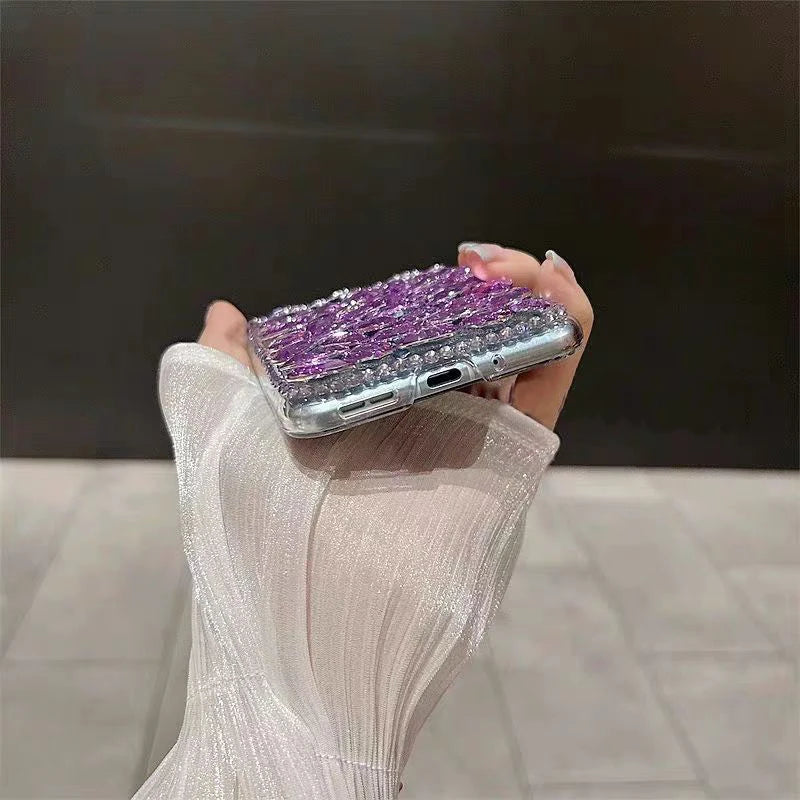 Korea Luxury Crystal Elegant Diamond Wrist Phone Case Cover For Samsung Galaxy Z Flip 3 4 5 6 F7110