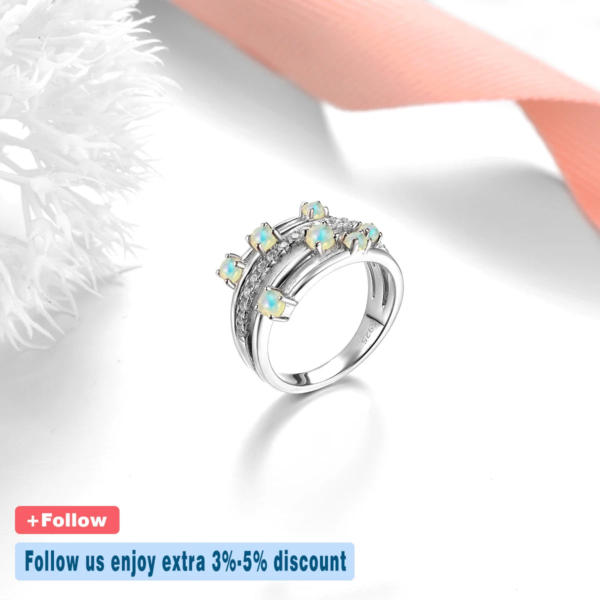 Natural Opal 925 Silver Ring for Women 0.87 Carat Opal S925 Silver Classic Design