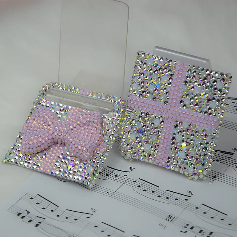 For Samsung Galaxy Z Flip 6 5 4 3 2 5G F7110 F7070 Luxury Rhinestones Crystal Shinny Cute Pearl Bow Phone Case Cover