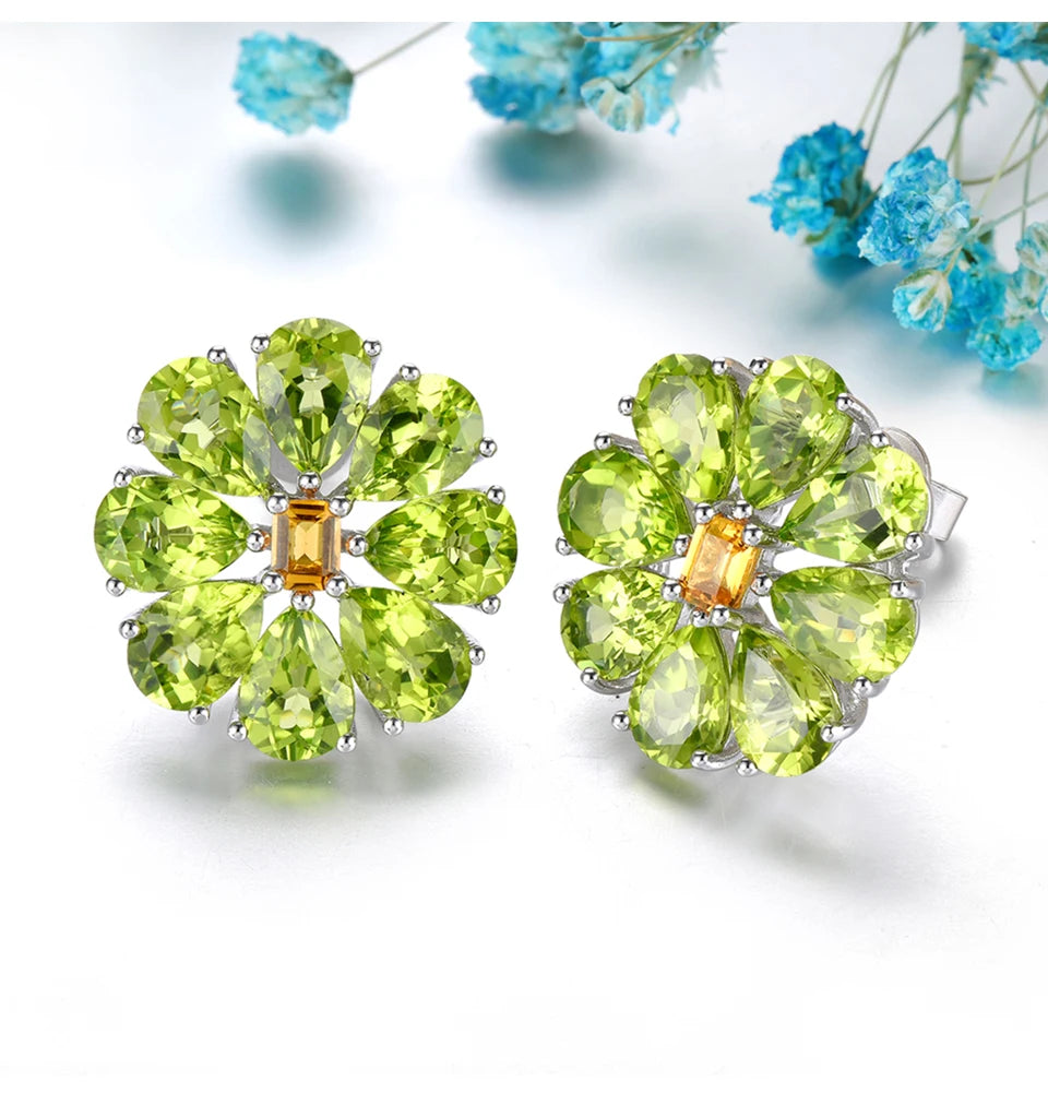 Natural Peridot Citrine Silver