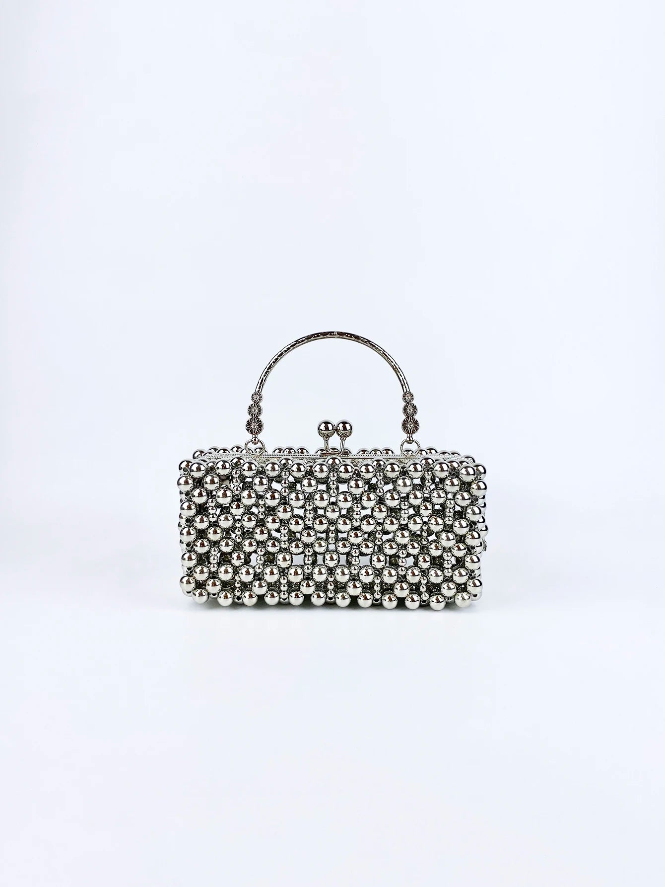 Fairy style silver small bag, women's new square bag, fashionable and high-end handbag, banquet bag