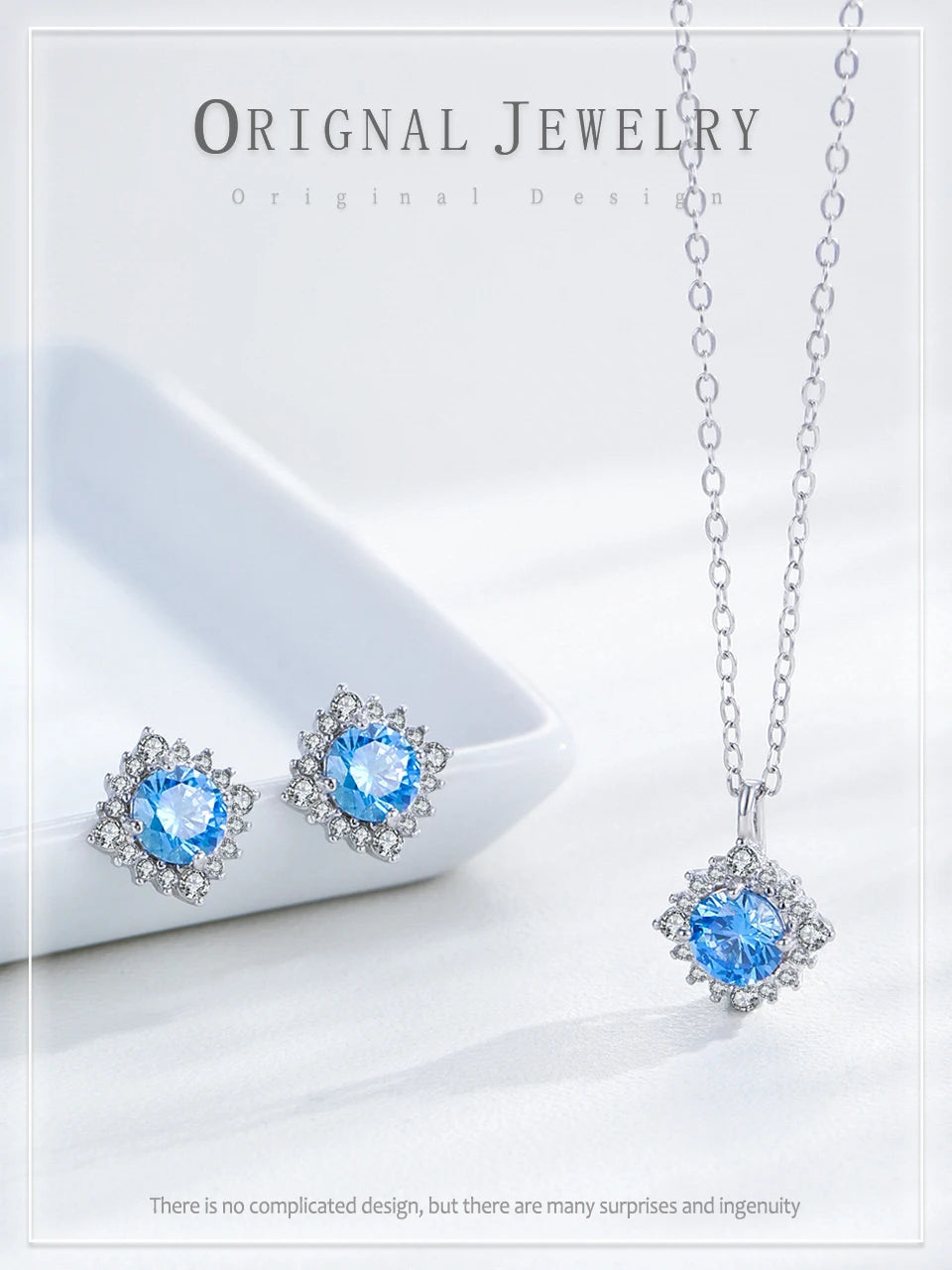 Sea Blue  925 Sterling Silver Fashion Jewelry Set