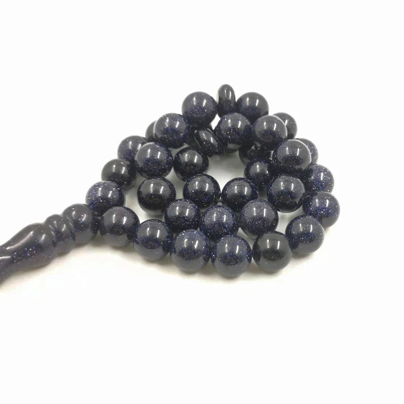 Tasbih Natural Blue SandStone Muslim prayer beads islamic gemstone misbaha 33 beads bracelet special ramadan Eid gift