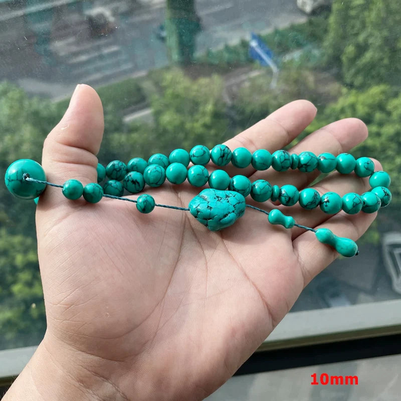 Tasbih  Green Mongolia Turquoise Gemtone Muslim Prayer Beads Islamic Misbaha