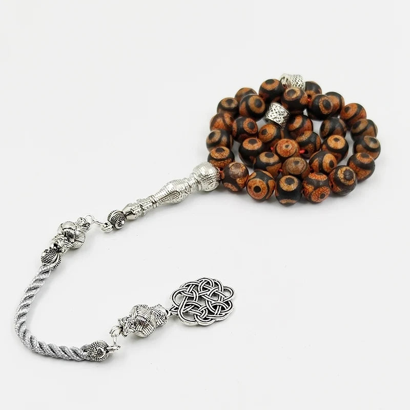 Eid ramadan gift Tasbih Natural Tibetan Fire agate stone 33 prayer beads islamic Arabic fashion misbaha turkish bracelet