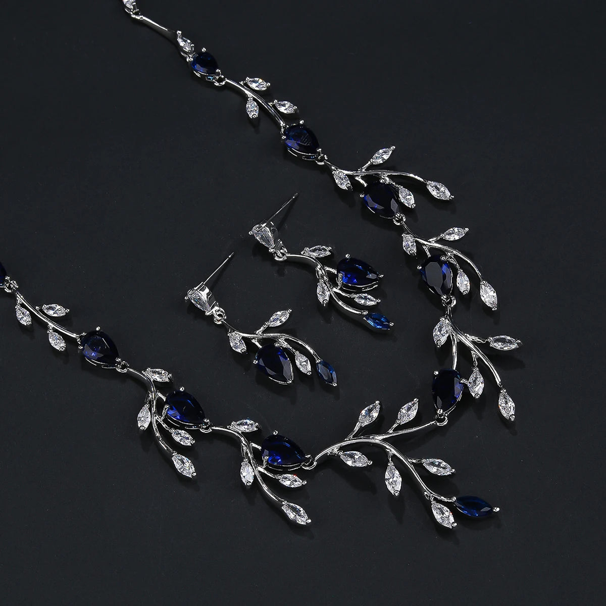 Crystal Zirconia Leaf  Set Jewelry  Accessories