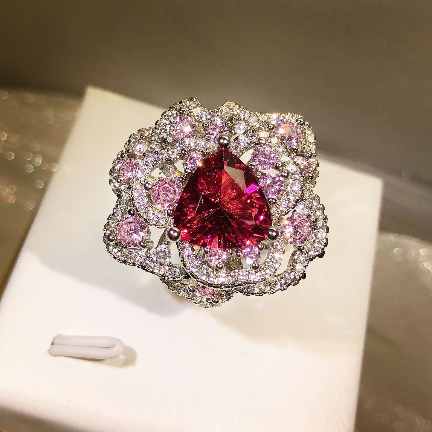 Ruby Ice Flower Cut Open Diamond Jewelry