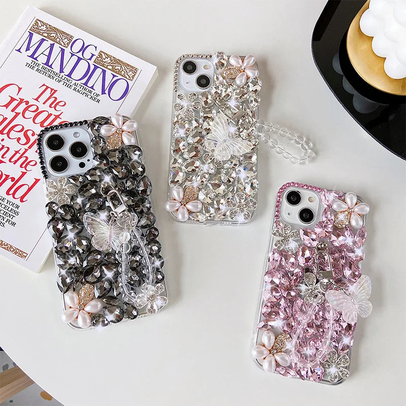 Dowager-Shining Bling Diamond Mobile Phone Case for Huawei, P50Pro, P40, Mate30, Honor 9X, 50, 60Pro, Fashion Girls