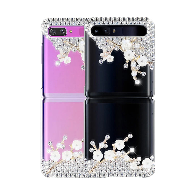 Cute Diamond Crystal Jewelled Flower Phone Cover Case For Samsung Galaxy Z Flip 1 2 3 4 5G F7110