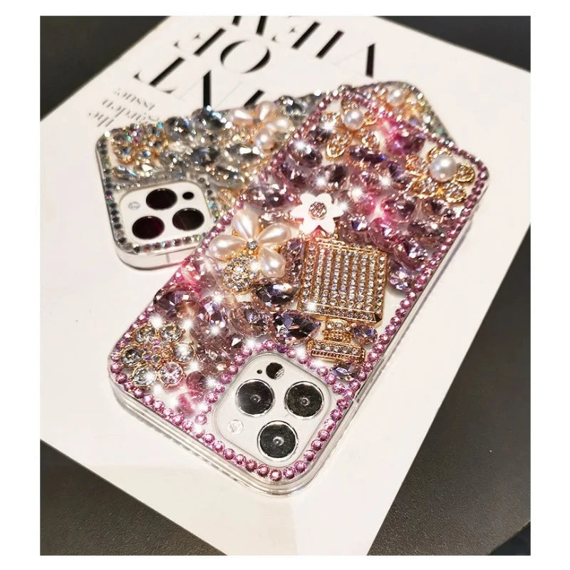 Luxury Shiny Crystal Rhinestone Diamond Clear Protective Phone Case for Huawei, Bling, P50Pro, P40, Mate30, Honor 9X, 50, 60Pro