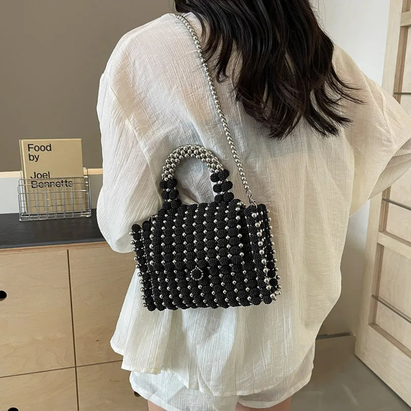 Black Small Square Bag Tote Handmde