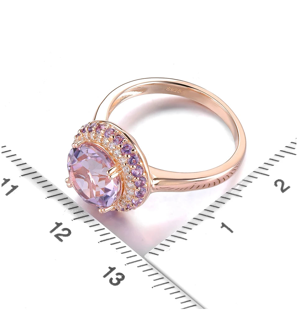 Natural Pink Amethyst Sterling Silver Rose Gold Plated