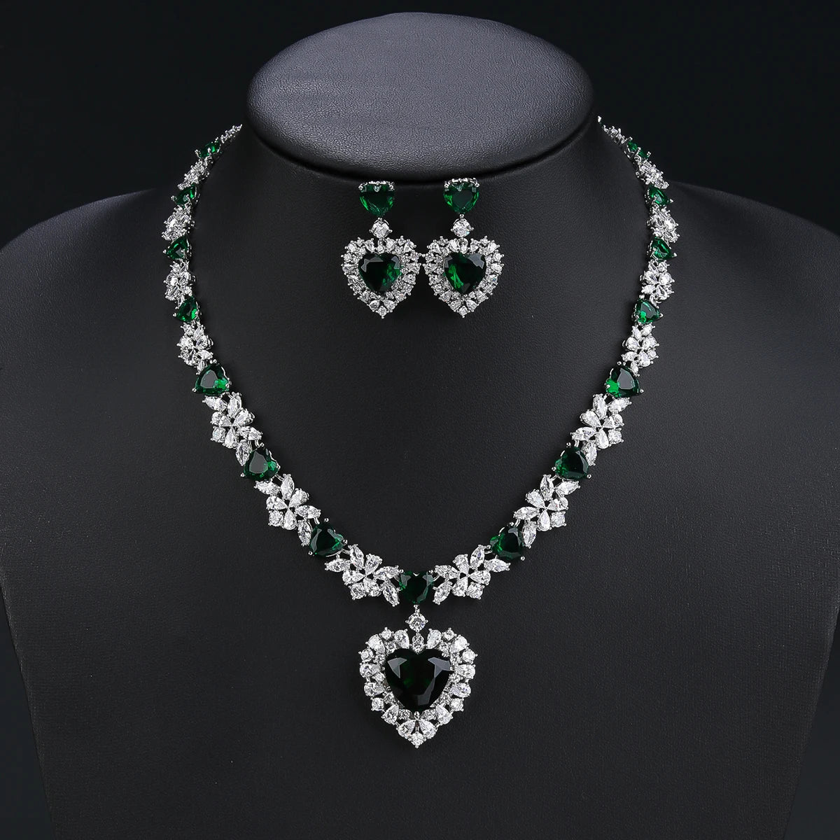 Zirconia Love Heart  Luxury  Jewelry Set