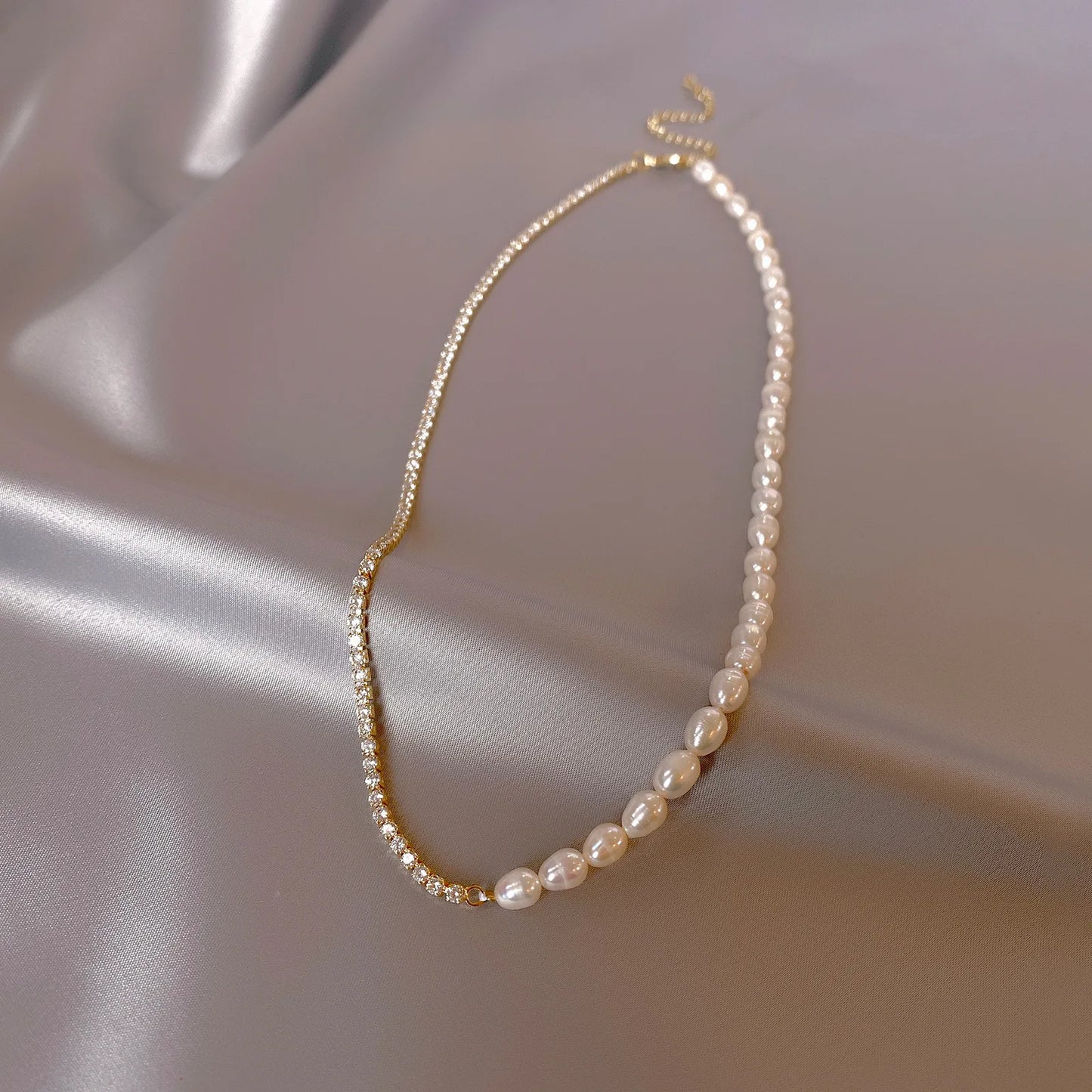 Pearl & Shiny Crystal  14K Gold