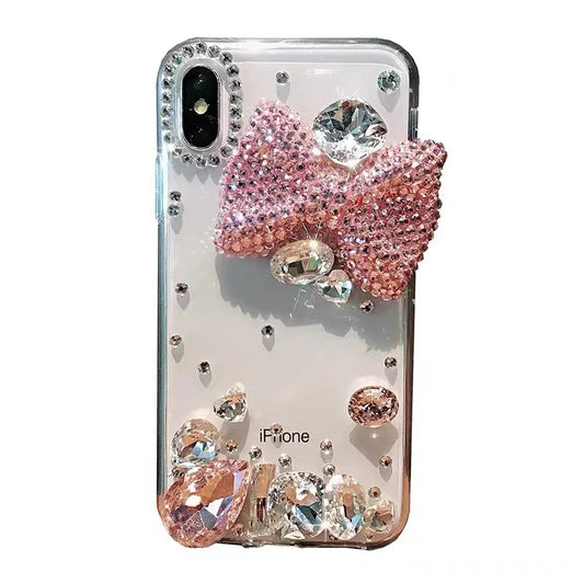 Man-made Diamond Bowknot Phone Case for Huawei, P50Pro, P40, Mate 40, Honor 9X, 50, 60Pro, Rhinestone