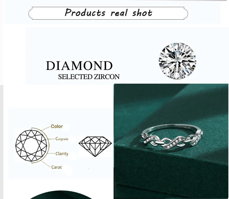 2022 NEW Fashion Irregular Ring For Women Genuine S925 Sterling Silver Cubic Zirconia CZ  Girls Anti-allergy Jewelry Gifts