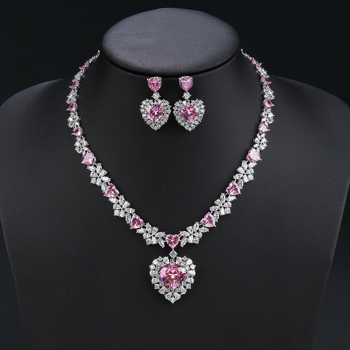 Zirconia Love Heart  Luxury  Jewelry Set