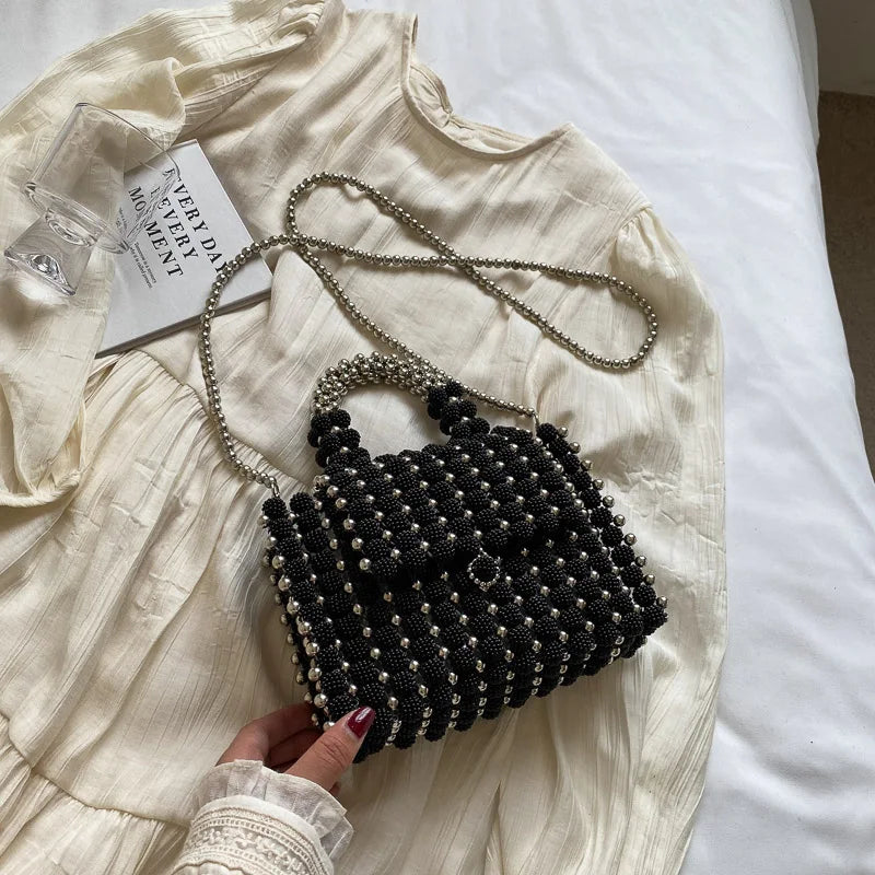 Black Small Square Bag Tote Handmde