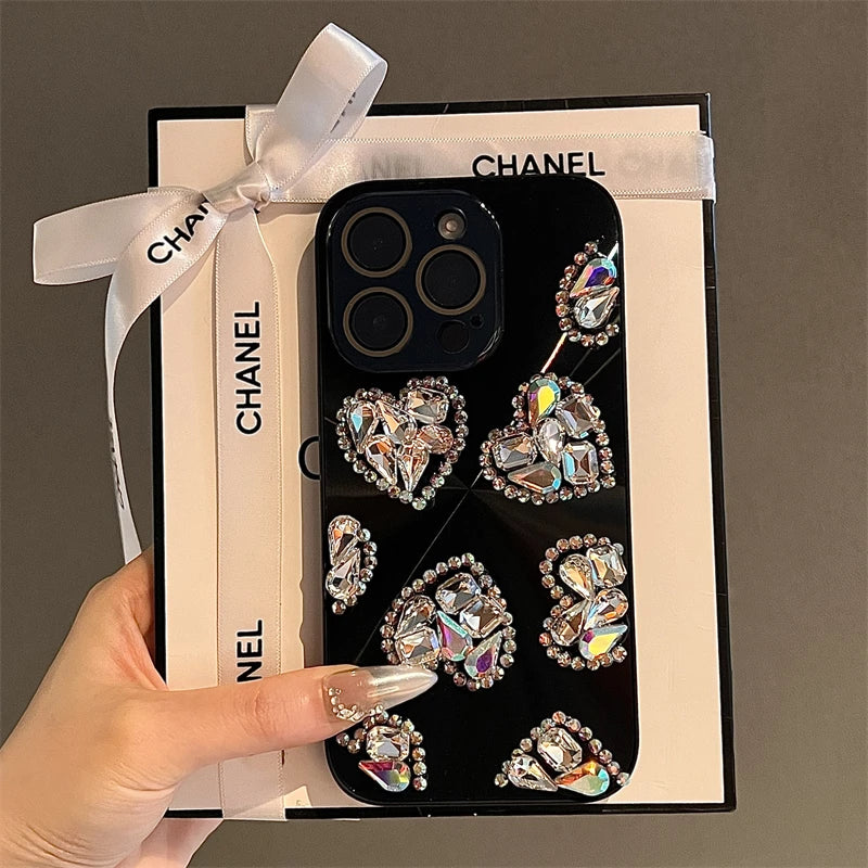 Luxurious diamond Phone Case For iPhone 16 15 14 13 12 11 Pro Max Electroplated Gold Ripple Glitter silicone Cover for iPhone 16