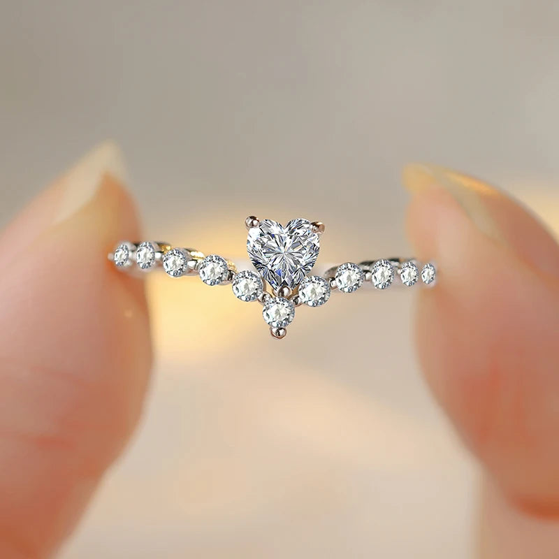 Luxury  S925 Silver Diamond Zircon Love Ring