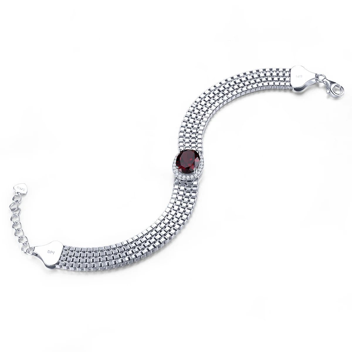 Natural Garnet Sterling Silver Bracelet 3 Carats Genuine Gemstone S925 Fine Jewelry Luxury Bracelet