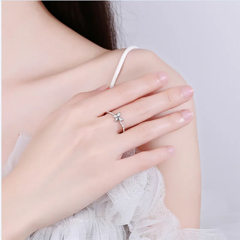 2022 NEW Fashion Butterfly Couple Ring For Women S925 Silver Small Zircon Diamond Wedding Engagement Gift Jewelry Wholesale