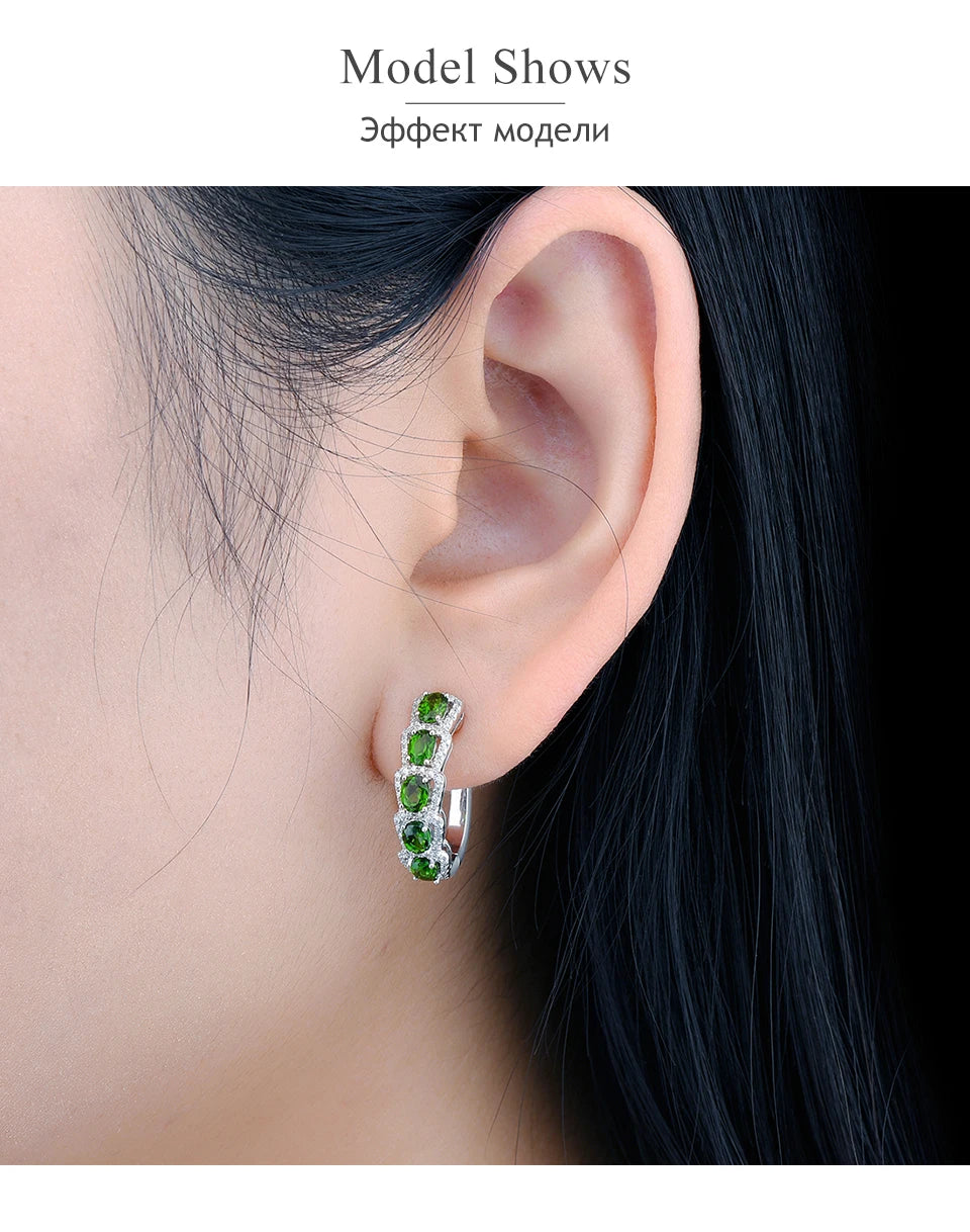 Natural Chrome Diopside Solid Sterling Silver Classic Fine Jewelry Style Top Quality