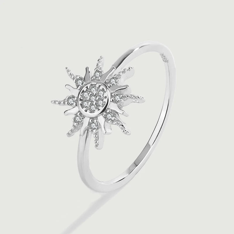 Sun Flower Sterling Silver Diamonds Jewelry