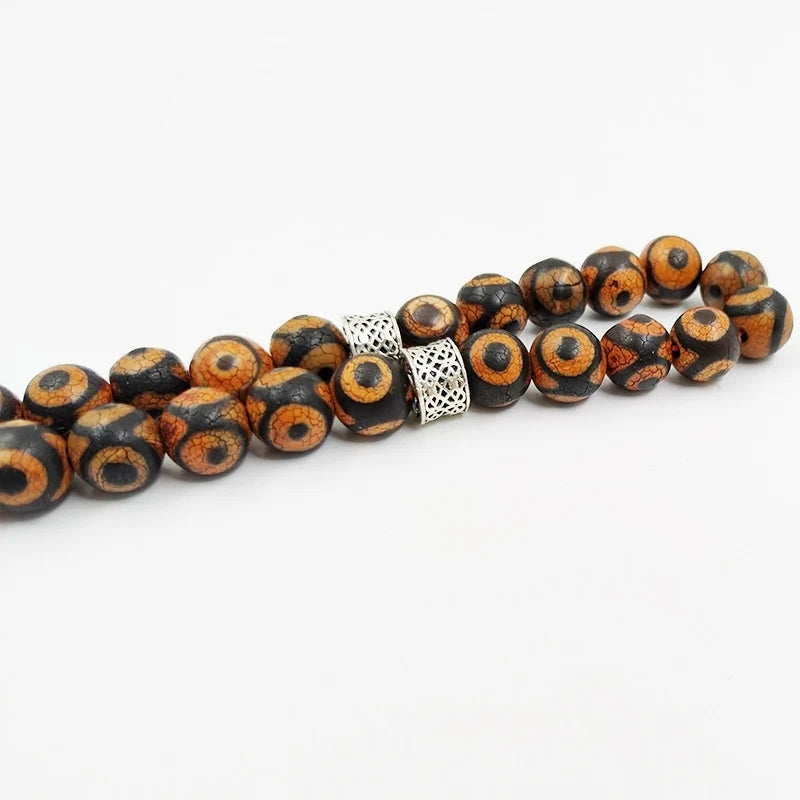 Eid ramadan gift Tasbih Natural Tibetan Fire agate stone 33 prayer beads islamic Arabic fashion misbaha turkish bracelet