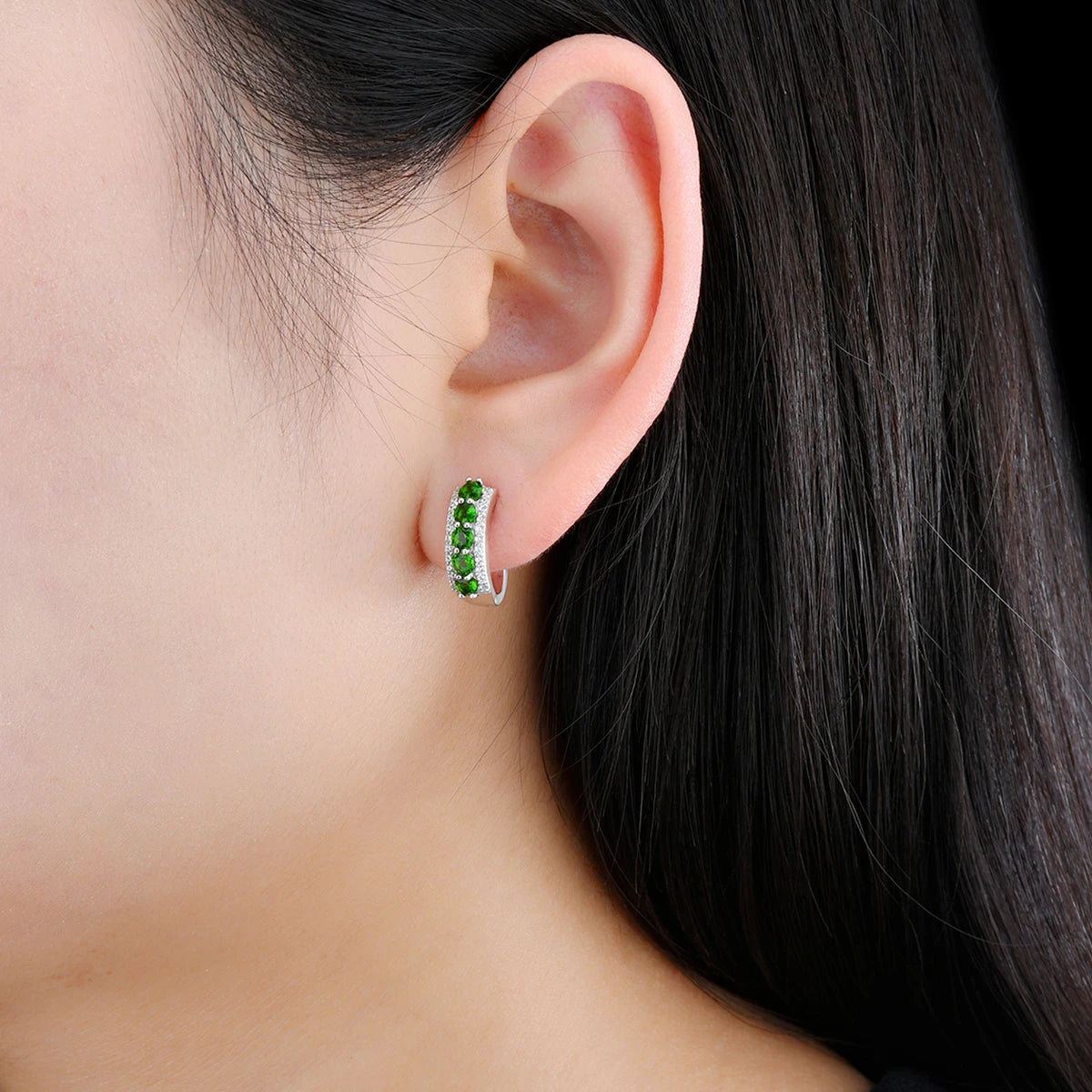 Natural Green Diopside Solid Sterling Silver